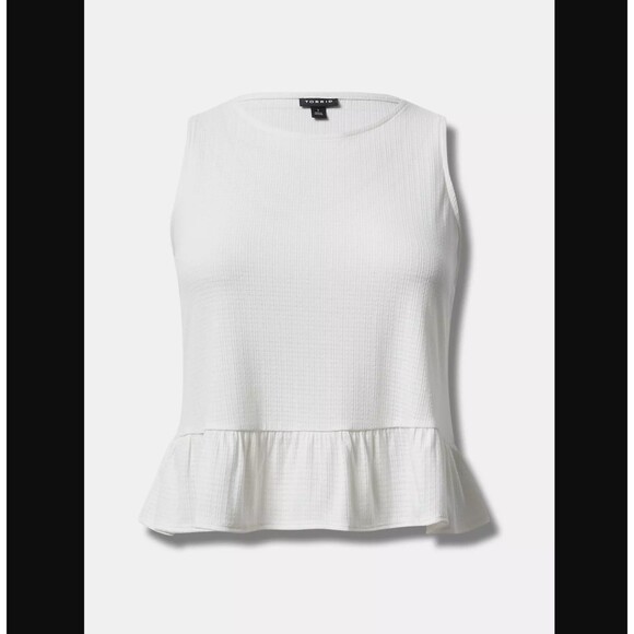 Torrid Crop Tank Top 5X 28 White Textured Knit Ruffle Hem Sleeveless Beachy NWT - Picture 6 of 7